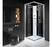 Vidalux Pure E Square 900 X 900 Black Electric Shower Cabin Triton Lux White 9.5Kw