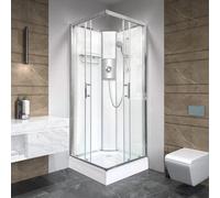 Vidalux Pure E Square 900 X 900 White Electric Shower Cabin-Triton Lux Metal 9.5Kw