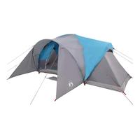 vidalXL 6-Person Family Dome Tent - Waterproof PU Coated Polyester w/Fibreglass Poles - Blue Camping Tent w/Detachable Rainfly & E-Port Access, Lightweight Foldable Design