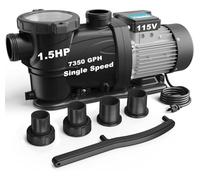 Vidapool 1.5HP in/Above Ground Pool Pump, 7350GPH Single Speed High Flow 115V Powerful Self Primming Swimming Pool Pumps with Filter