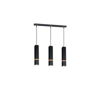 Milagro Vidar Black Pendant Lamp 3Xgu10 Hand Made Modernist Cuboid Design With Natural Wooden Inserts