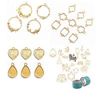 VidaRosa 30 Golden Bezels Set Metal Frames Pendant Molds for UV Epoxy Resin Jewellery Casting, Tapes included, Resin Jewellery Making Kit for Pendants Necklaces Charms Birthday Valentines Gift