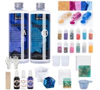 VidaRosa Epoxy Resin Crystal Clear Kit for Beginners，600ml/ 21.16oz Starter Kits with Molds，Pigment，Resin Accessories, Coating and Casting Coaster Molds for Art, Crafts, Jewelry