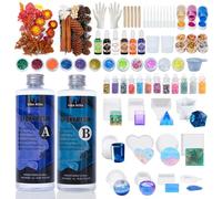 VidaRosa Epoxy Resin Kit for Beginners - 600ml/21.16oz Crystal Clear Resin Starter Kits with 12 molds,2 Dried Flower, Coating and Casting Art Resin for DIY Craft Gifts，Jewelry Making