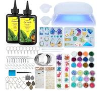 VidaRosa UV Resin Kit 180 pcs with UV Lamp, Resin Gule Crystal Clear for Jewelry Making and Coating, Resin Accessories,Epoxy Resin Starter Kit for Beginners,Earring, Necklace