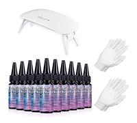VidaRosa UV Resin Starter Kit with Lamp & Gloves, 10x30ml Newest Clear Hard UV Resin, Fastest Curing No Yellowing, Ultraviolet Curing Resin Glue for Casting & Coating/Jewelry Making/Crafts DIY