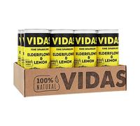 VIDAS | Fine Sparkling Drink | Elderflower & Lemon | 250 ml Can Pack of 12 | Lightly Sparkling | Refreshing & Natural Ingredients