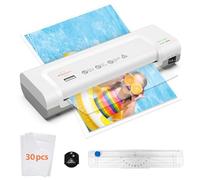 Vidateco A4 Laminator Machine - 4 in 1 Thermal & Cold Laminator with 30 Pouches, Paper Trimmer & Corner Rounder, Never Jam Tech, 90s Quick Warm Up, 70-125 Mic for Home Office School (White)