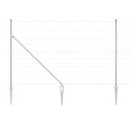 vidaXL 1.5 x 50 m Galvanised Steel Field Fence, vidaXL Fence Posts with Spike 13 Pieces Diameter 32 mm 170 cm Galvanised Steel