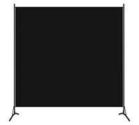vidaXL Single-Panel Freestanding Room Divider - Stylish and Convenient Partition Screen for Privacy in Living Room, Bedroom - 175x180 cm - Black - Iron and Fabric - Assembly required