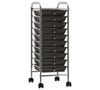 vidaXL 10-Drawer Mobile Storage Trolley Black Plastic