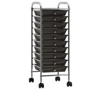 vidaXL 10-Drawer Mobile Storage Trolley Black Plastic Beauty Salon Trolley