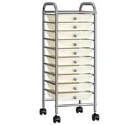 vidaXL 10-Drawer Mobile Storage Trolley White Plastic