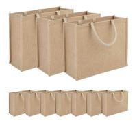 vidaXL 10 Pcs Natural Jute Bags 42 x 13 x 19 cm 100% Jute Tossa Jute Shopping Bag Eco Friendly Rectangular Strong Reusable Perfect for Everyday
