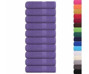 vidaXL 10-piece purple cotton shower towels - 70x140 cm - soft bath towels with hanging loop