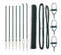 vidaXL 10 x 1m Hexagonal Outdoor Fence, PVC Coated Steel, Weatherproof Corrosion Resistant, Posts and Accessories Included, Durable Garden Fence for Animal Enclosure