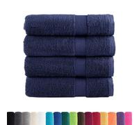 vidaXL 100% Cotton Hand Towels 4pcs Navy Blue - 50x100cm, Super Soft, Absorbent, OEKO-TEX Certified, Machine Washable, Hanging Loop