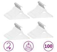 vidaXL 100 pcs Clothes Hanger Set Non-slip White Hardwood