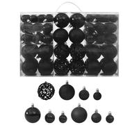'vidaXL 100 Piece Christmas Ball Set - Black, Durable Plastic and PVC, Versatile Sizes, Child-friendly, Convenient Storage Included - Festive Decoration for Home, Office, Christmas Tree