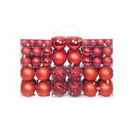 "vidaXL 100 Piece Christmas Baubles Set in Shiny Red, Durable Plastic Christmas Ornaments, Festive Holiday Decoration"