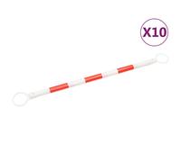 vidaXL - 10x Retractable Traffic Cone Bars with Extendable Length 116-197 cm - ABS White and Red with Reflective Stripes