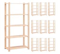 vidaXL 10x Solid Pinewood 5-Tier Storage Racks 80x38x170cm 250kg Organiser