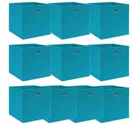 vidaXL 10x Storage Boxes Baby Blue Fabric Foldable Garden Chests Organisers