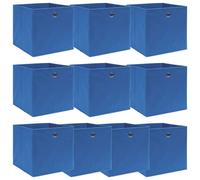 vidaXL 10x Storage Boxes Blue Fabric Foldable Garden Chests Cases Organisers
