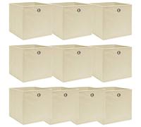 vidaXL Storage Boxes Cream 32 x 32 x 32 cm Fabric Pack of 10