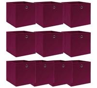 vidaXL 10x Storage Boxes Dark Red Fabric Foldable Garden Chest Case Organisers