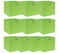 vidaXL 10x Storage Boxes Green Fabric Foldable Garden Chests Cases Organisers