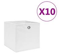 vidaXL 10x Storage Boxes Non-woven Fabric White Organiser Basket Container