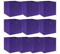 vidaXL 10x Storage Boxes Purple Fabric Foldable Garden Chests Cases Organisers