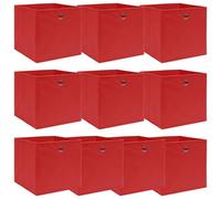 vidaXL 10x Storage Boxes Red Fabric Foldable Garden Chests Cases Organisers