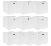 vidaXL 10x Storage Boxes White Fabric Foldable Garden Chests Cases Organisers