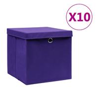 vidaXL 10x Storage Boxes with Covers Purple Home Storage Chest Pack Box Set