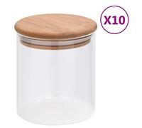 vidaXL 10x Storage Glass Jars with Bamboo Lid 600 ml Kitchen Food Storage
