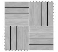 vidaXL 11 pcs Decking Tiles Deep Embossed WPC 30x30 cm 1 sqm Grey