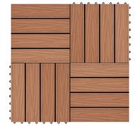 vidaXL 11 pcs Decking Tiles Deep Embossed WPC 30x30 cm 1 sqm Light Brown UK