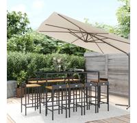 vidaXL 11 Piece Garden Bar Set Black Poly Rattan& Solid Wood Acacia