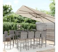 Garden Bar Set Outdoor Table and Chair Set with Cushions Poly Rattan vidaXL