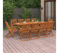 vidaXL 11 Piece Garden Dining Set 220x90x75 cm Solid Wood Acacia
