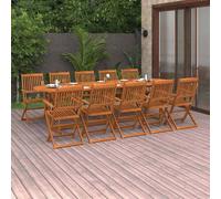 vidaXL 11 Piece Garden Dining Set 280x90x75 cm Solid Wood Acacia