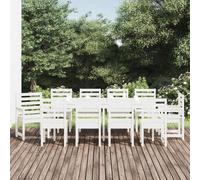 vidaXL Garden Dining Set Patio Table and Chair 11 Piece White Solid Wood Pine