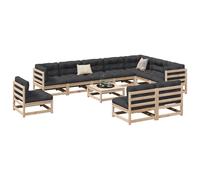 vidaXL Garden Sofa Set 11 Piece Outdoor Sofa Set Corner Sofa Solid Wood Pine