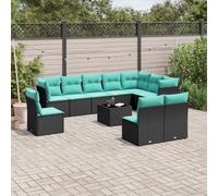 vidaXL 11 Piece Garden Sofa Set with Cushions Black Poly Rattan