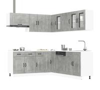 vidaXL 11 Piece Kitchen Cabinet Set Kalmar Concrete Grey Engineered Wood