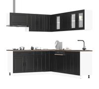 vidaXL 11 Piece Kitchen Cabinet Set Porto Black Engineered Wood