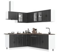 vidaXL 11 Piece Kitchen Cabinet Set Porto Black Engineered Wood