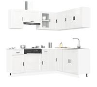 vidaXL 11 Piece Kitchen Cabinet Set Porto Gloss White Engineered Wood